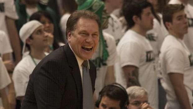 Tom Izzo was honored for all of his success by getting an award named after one of the most ICONIC American figures in sports of all time:  Coach Wooden.  Photo courtesy of Starr Portice.